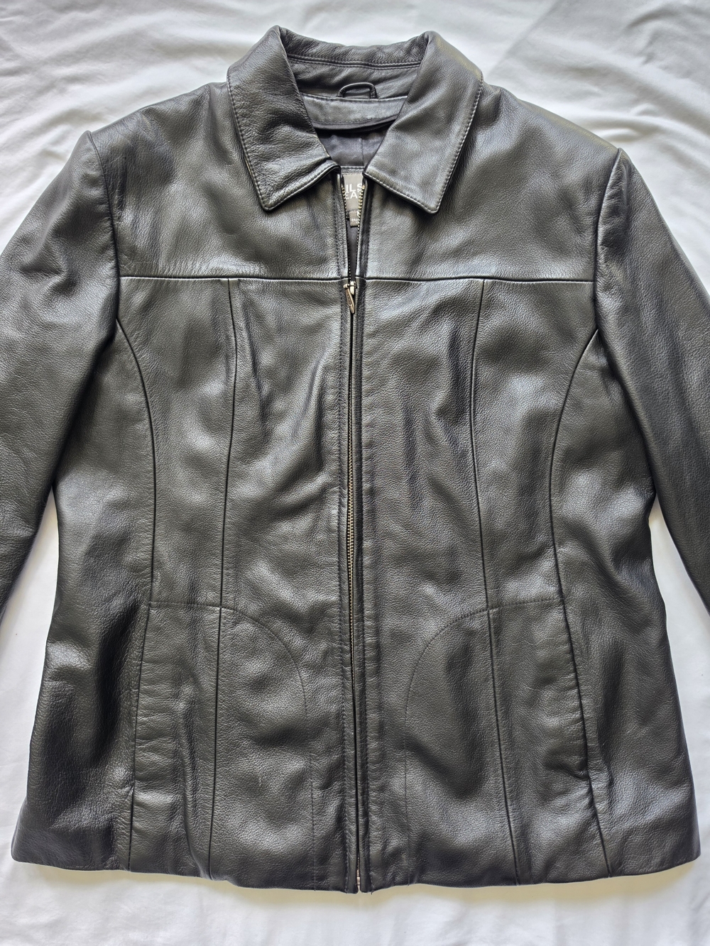 Wilsons Leather Womens Medium Black Genuine Leather Zip Jacket